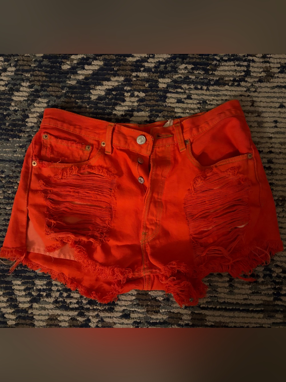 Furst of a Kind Distressed Jean Shorts in Red